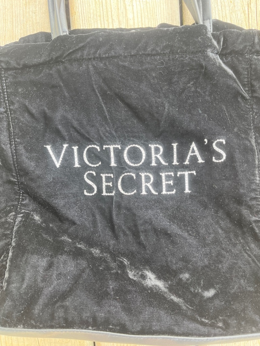 Victoria's Secret Black Velvet Tote with Logo - Picture 2 of 8